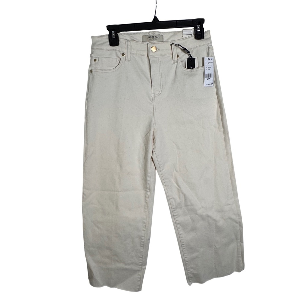 Liverpool Los Angeles Hannah Wide Leg Crop Jeans Cream Off-White Size 6/28 - Picture 3 of 11